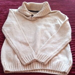urban pipeline Cream Shawl-Collar Ribbed Knit Turtleneck Sweater